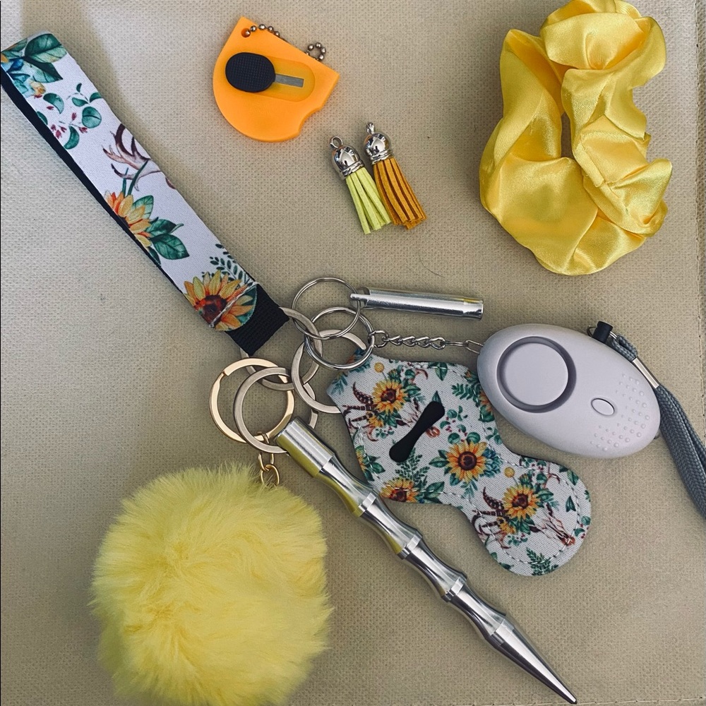 Sunflower floral safety keychain